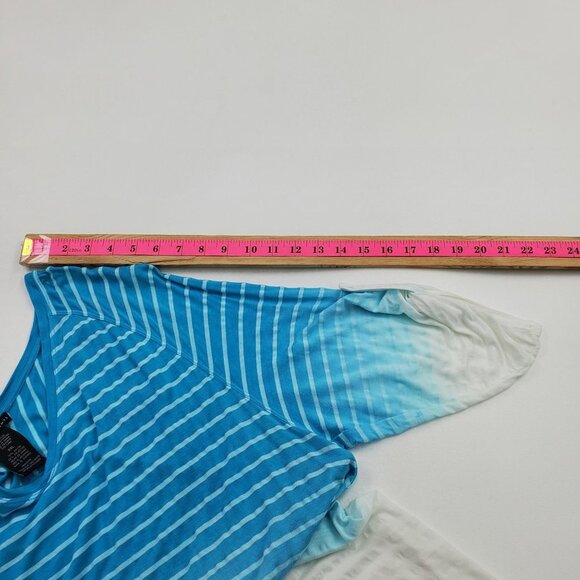 Womens Blue White Striped Tunic Top Size 2XL 3/4 Roll Tab Sleeve Grace Elements - Picture 9 of 12